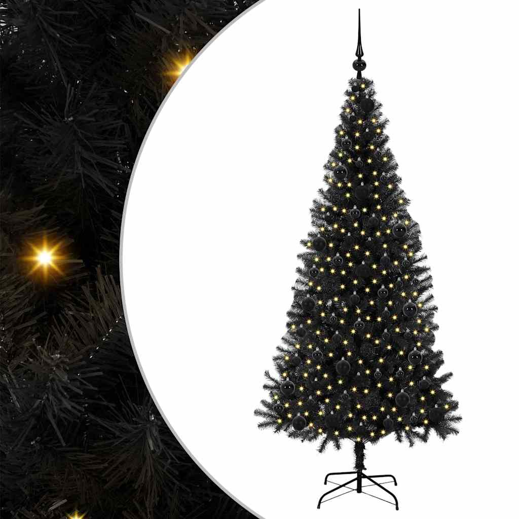 VidaXL Weihnachtsbaum mit 300 LEDs mit standardmäßigem schwarzem 180 cm PVC