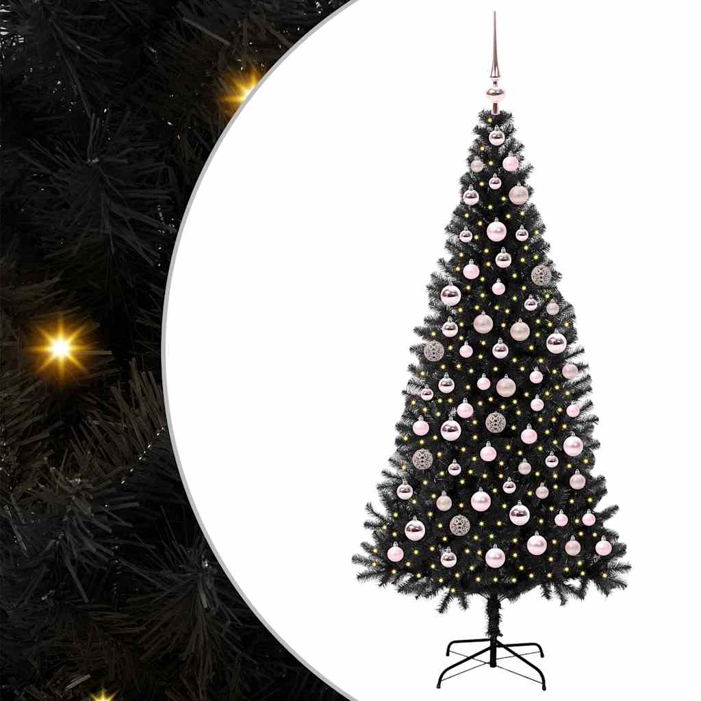 VidaXL Weihnachtsbaum mit 300 LEDs mit standardmäßigem schwarzem 180 cm PVC