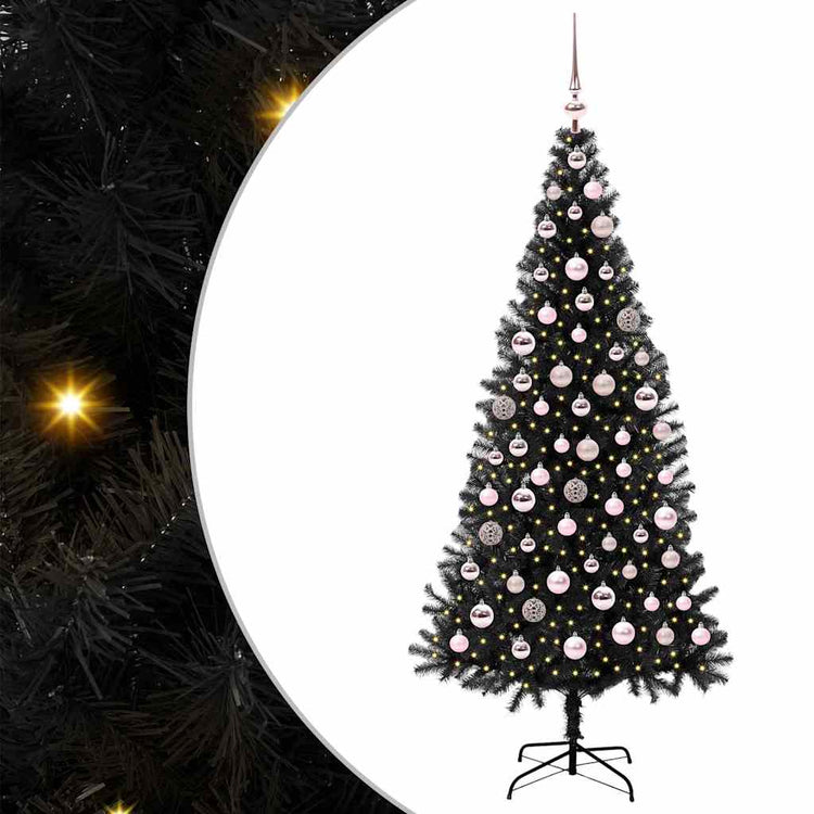 VidaXL Weihnachtsbaum mit 300 LEDs mit standardmäßigem schwarzem 180 cm PVC