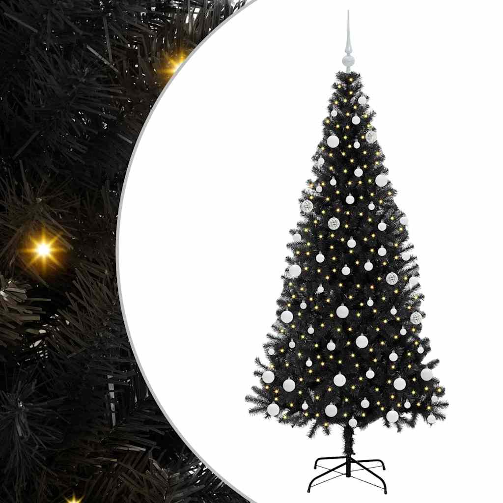 VidaXL Weihnachtsbaum mit 300 LEDs mit standardmäßigem schwarzem 180 cm PVC