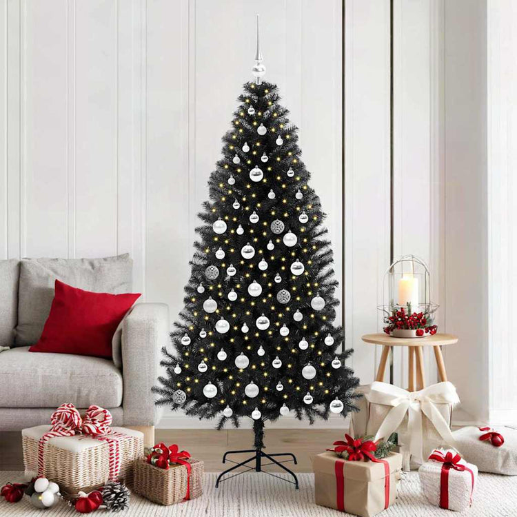 VidaXL Weihnachtsbaum mit 300 LEDs mit standardmäßigem schwarzem 180 cm PVC