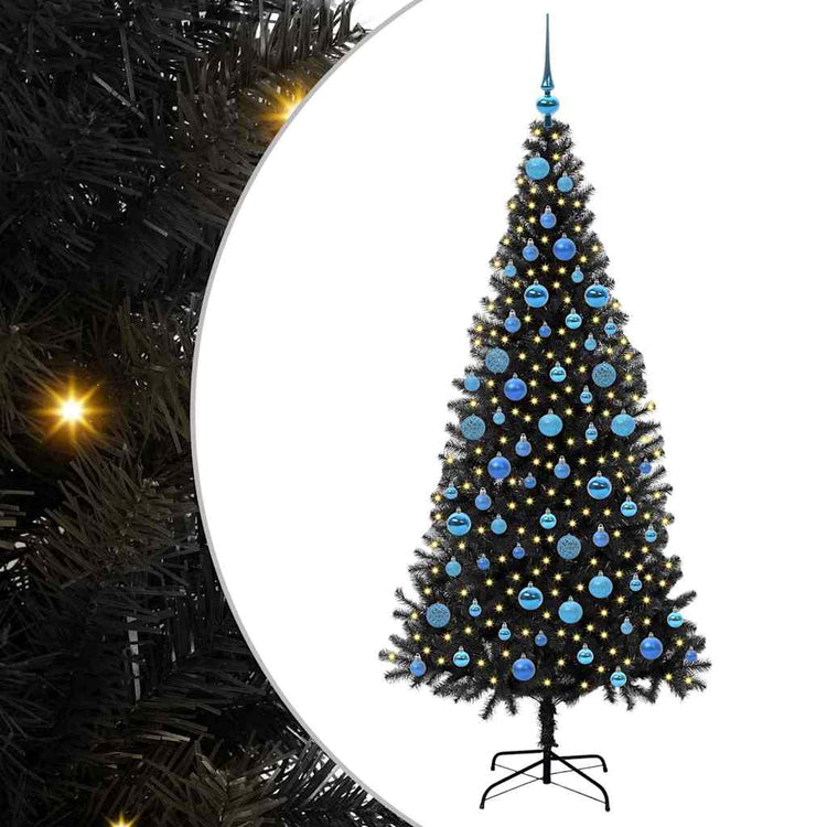 VidaXL Weihnachtsbaum mit 300 LEDs mit standardmäßigem schwarzem 180 cm PVC