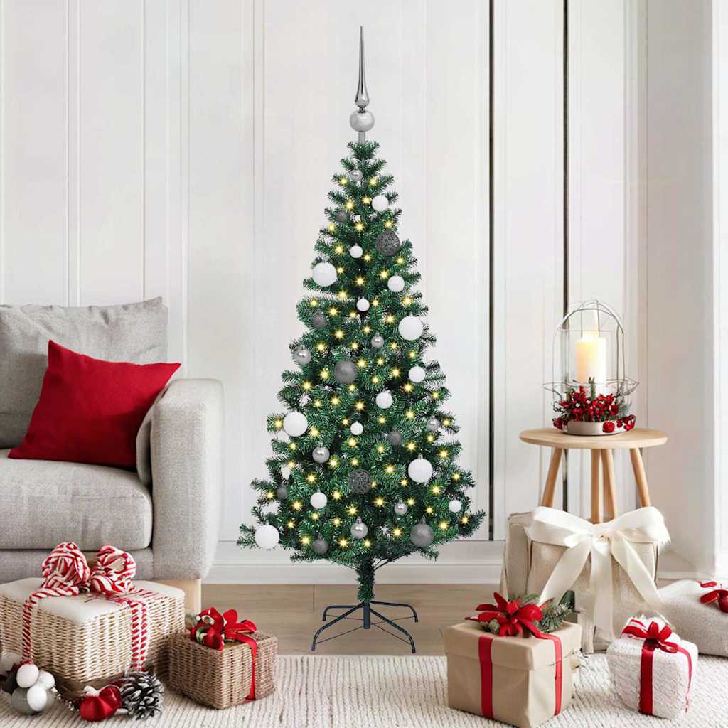 Vidaxx künstlicher beleuchteter Weihnachtsbaum grün 150 cm PVC und Metall