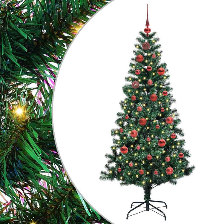 Vidaxx künstlicher beleuchteter Weihnachtsbaum grün 150 cm PVC und Metall