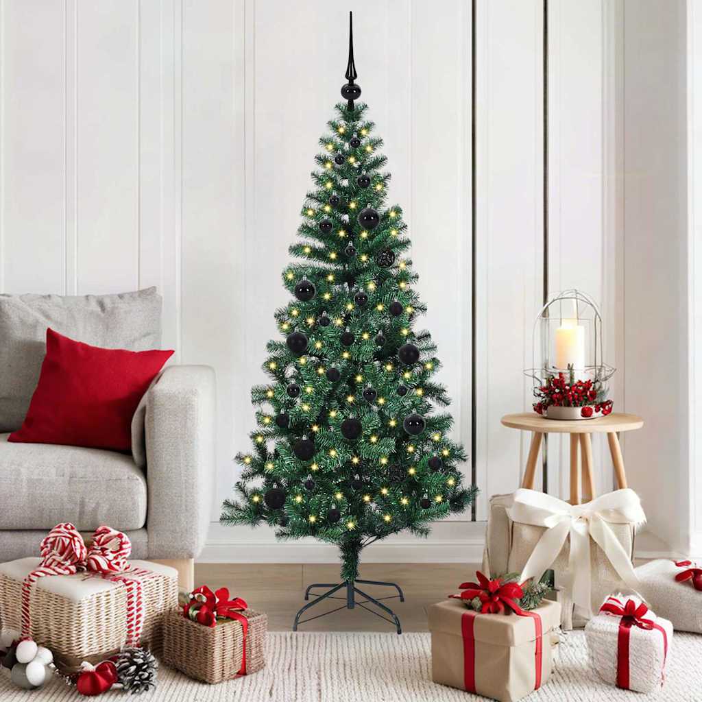 Vidaxx künstlicher beleuchteter Weihnachtsbaum grün 150 cm PVC und Metall