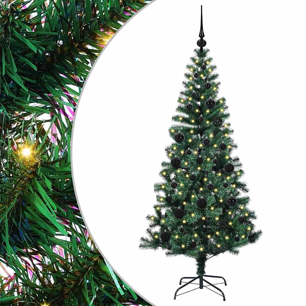 Vidaxx künstlicher beleuchteter Weihnachtsbaum grün 150 cm PVC und Metall