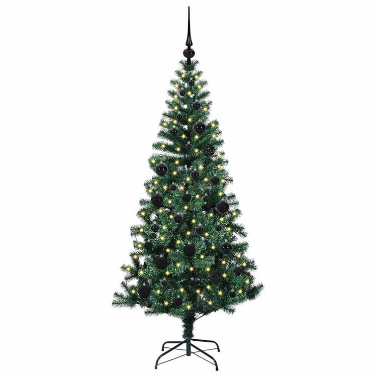 Vidaxx künstlicher beleuchteter Weihnachtsbaum grün 150 cm PVC und Metall