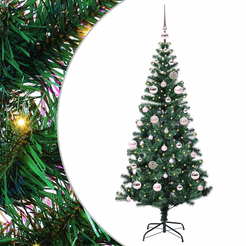Vidaxx künstlicher beleuchteter Weihnachtsbaum grün 150 cm PVC und Metall