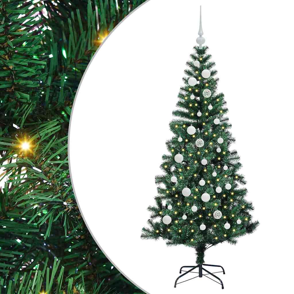 Vidaxx künstlicher beleuchteter Weihnachtsbaum grün 150 cm PVC und Metall