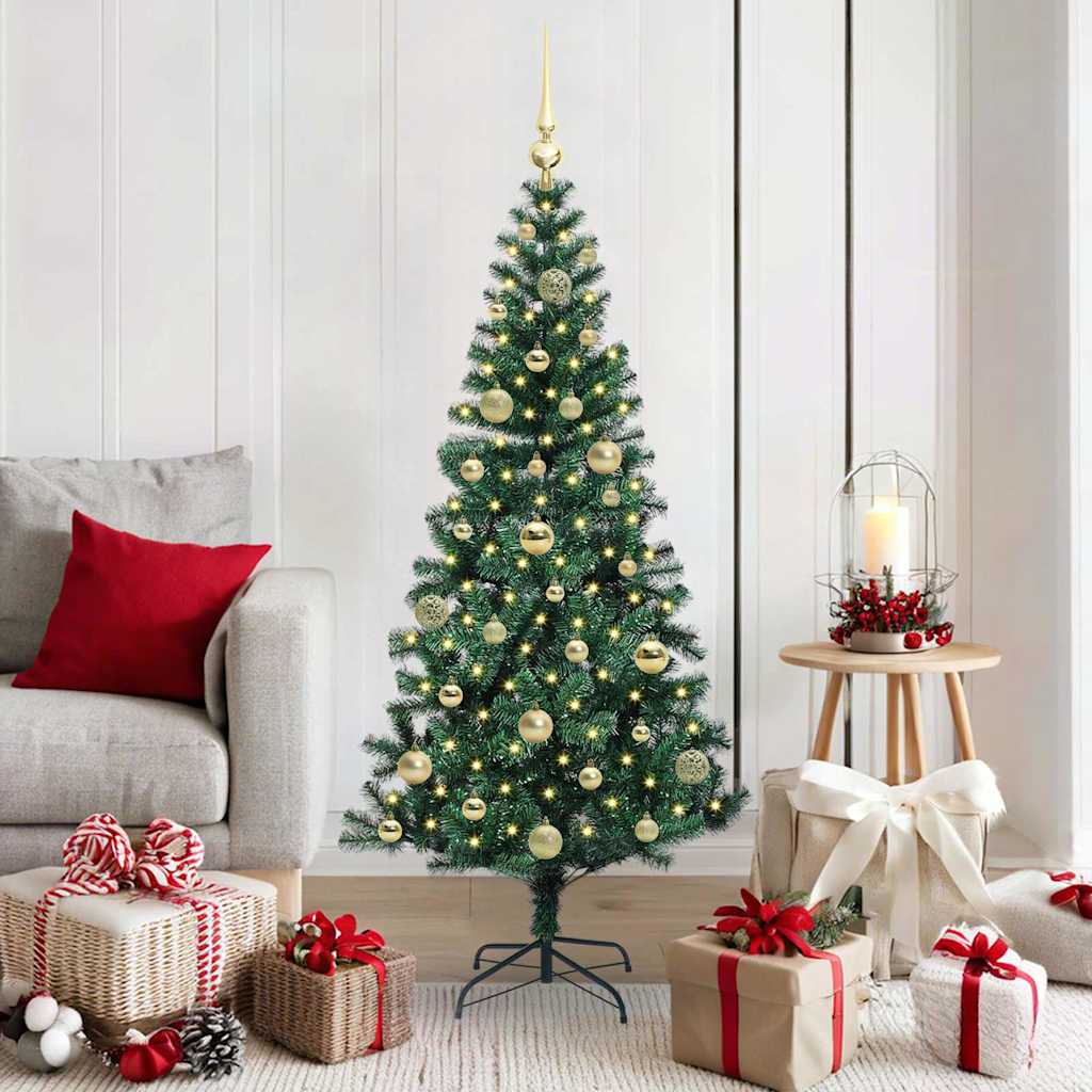 Vidaxx künstlicher beleuchteter Weihnachtsbaum grün 150 cm PVC und Metall