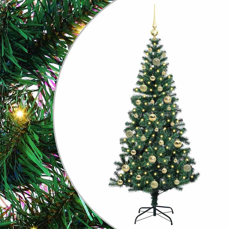 Vidaxx künstlicher beleuchteter Weihnachtsbaum grün 150 cm PVC und Metall
