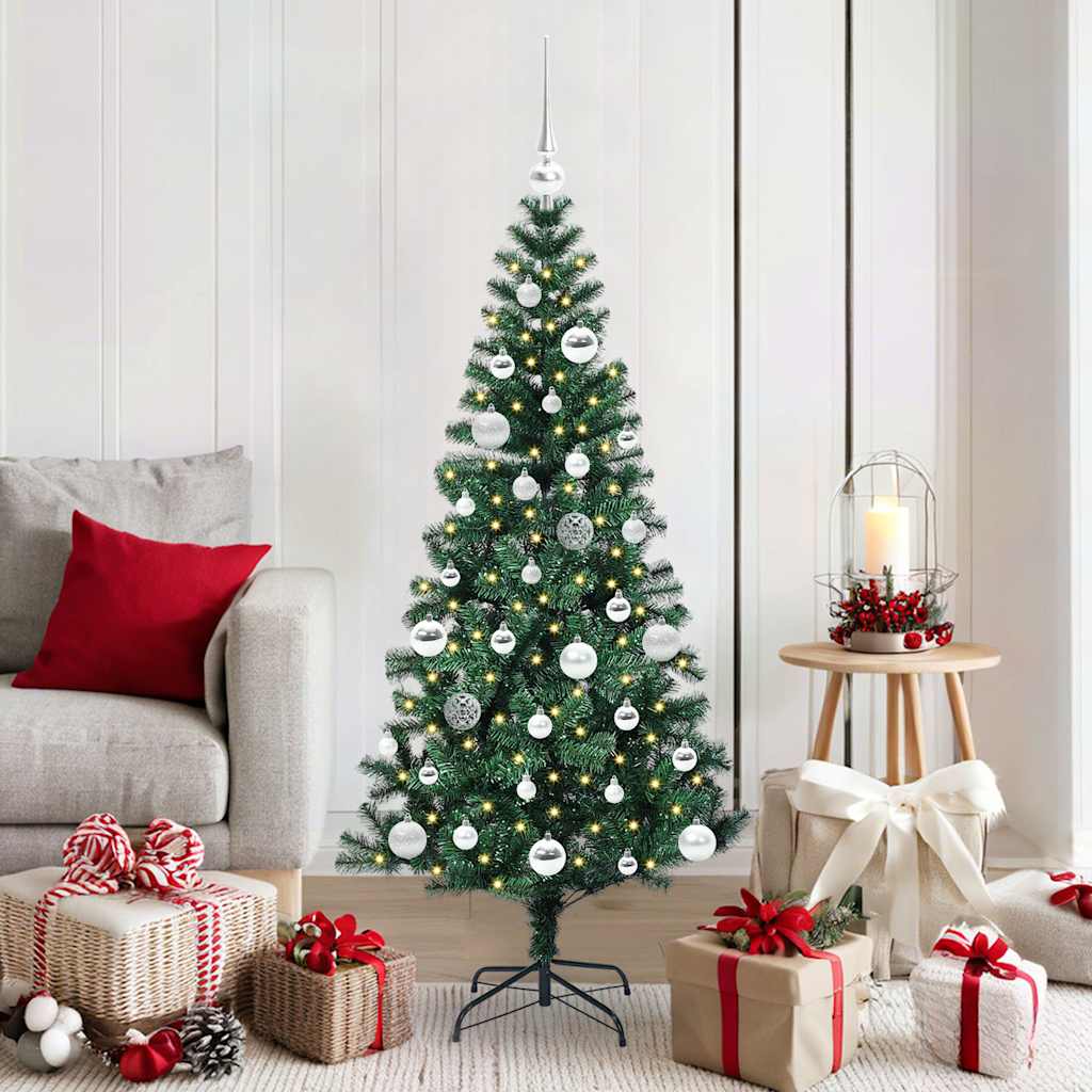 Vidaxx künstlicher beleuchteter Weihnachtsbaum grün 150 cm PVC und Metall