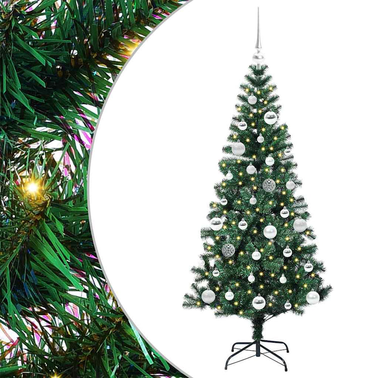 Vidaxx künstlicher beleuchteter Weihnachtsbaum grün 150 cm PVC und Metall