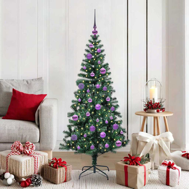 Vidaxx künstlicher beleuchteter Weihnachtsbaum grün 150 cm PVC und Metall