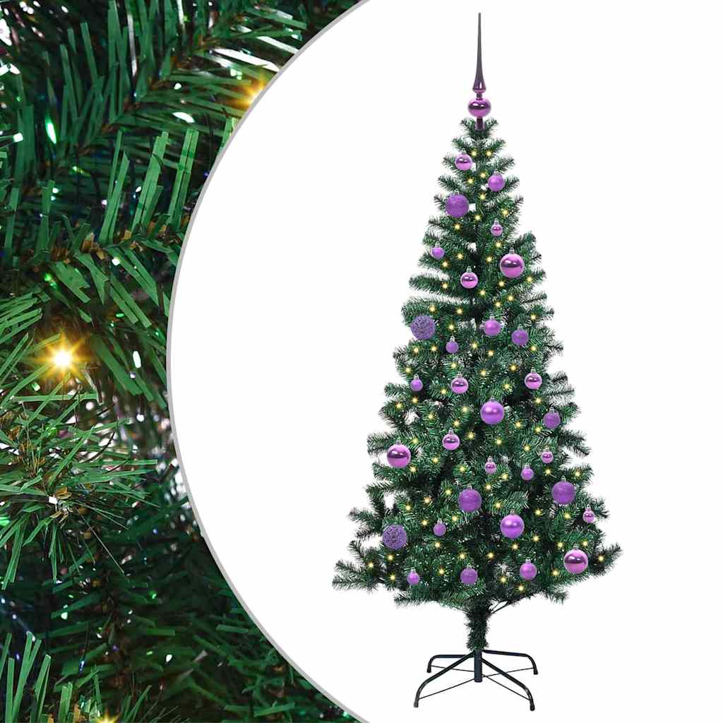 Vidaxx künstlicher beleuchteter Weihnachtsbaum grün 150 cm PVC und Metall