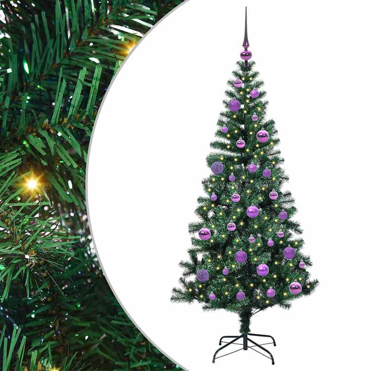 Vidaxx künstlicher beleuchteter Weihnachtsbaum grün 150 cm PVC und Metall