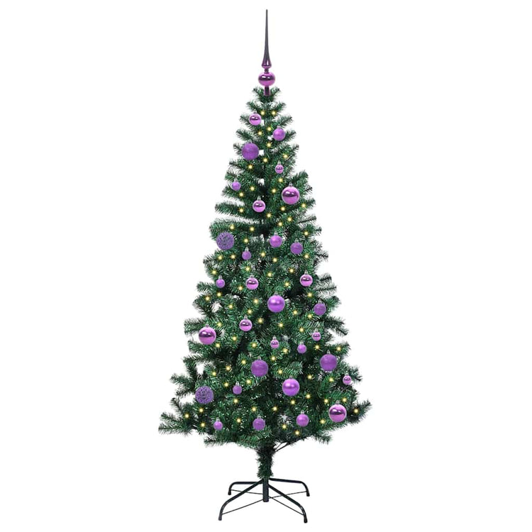 Vidaxx künstlicher beleuchteter Weihnachtsbaum grün 150 cm PVC und Metall