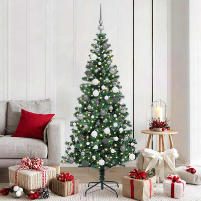 VidaXL künstlicher beleuchteter Weihnachtsbaum grün 180 cm PVC und Metall