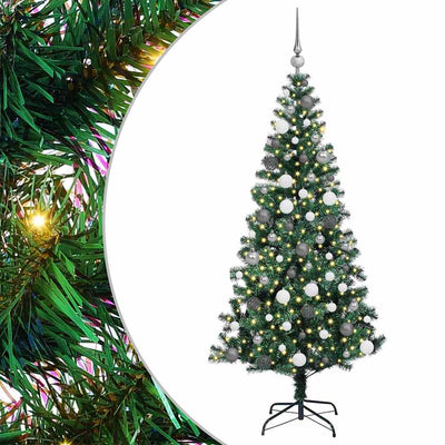VidaXL künstlicher beleuchteter Weihnachtsbaum grün 180 cm PVC und Metall