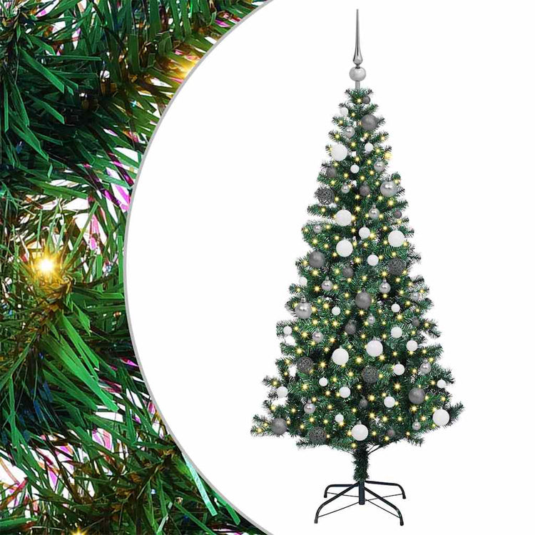 VidaXL künstlicher beleuchteter Weihnachtsbaum grün 180 cm PVC und Metall