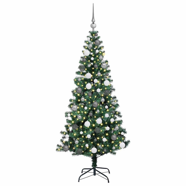 VidaXL künstlicher beleuchteter Weihnachtsbaum grün 180 cm PVC und Metall