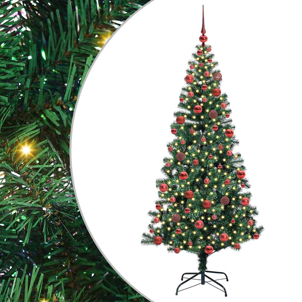 VidaXL künstlicher beleuchteter Weihnachtsbaum grün 180 cm PVC und Metall