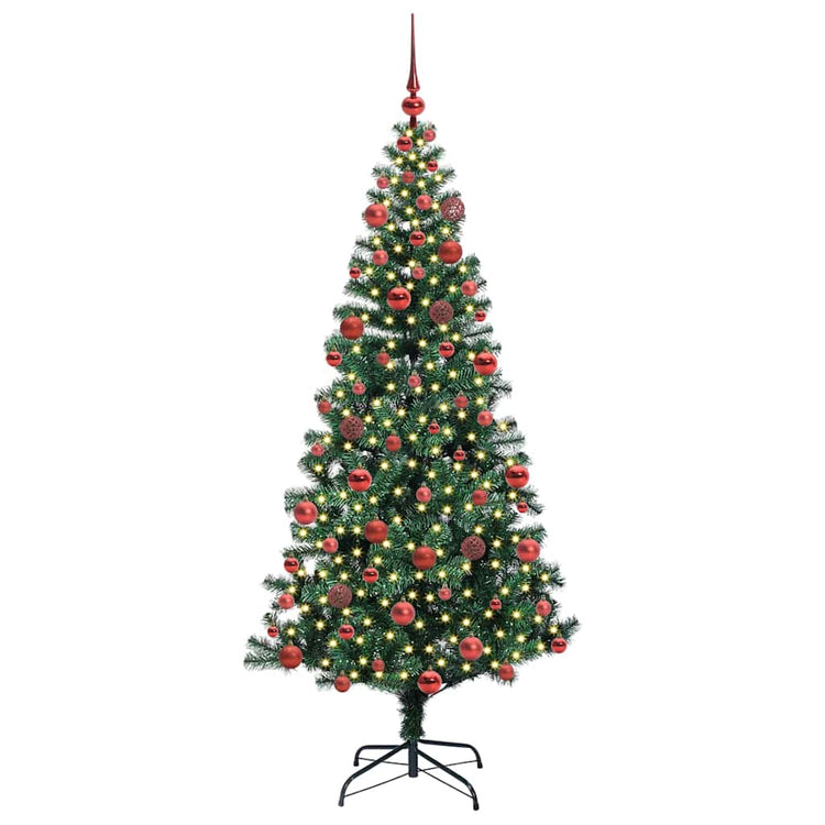 VidaXL künstlicher beleuchteter Weihnachtsbaum grün 180 cm PVC und Metall