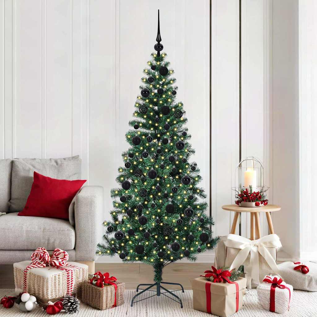 VidaXL künstlicher beleuchteter Weihnachtsbaum grün 180 cm PVC und Metall