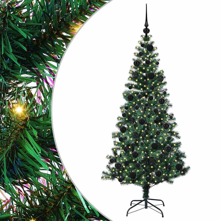 VidaXL künstlicher beleuchteter Weihnachtsbaum grün 180 cm PVC und Metall