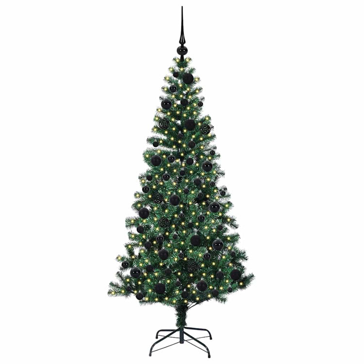 VidaXL künstlicher beleuchteter Weihnachtsbaum grün 180 cm PVC und Metall