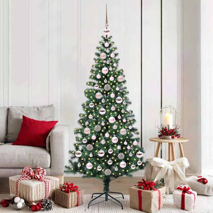 VidaXL künstlicher beleuchteter Weihnachtsbaum grün 180 cm PVC und Metall