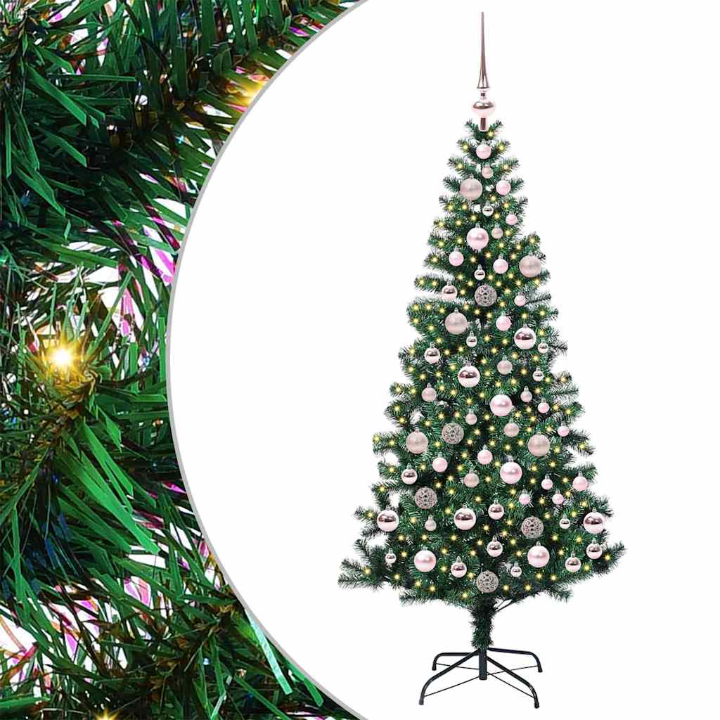 VidaXL künstlicher beleuchteter Weihnachtsbaum grün 180 cm PVC und Metall