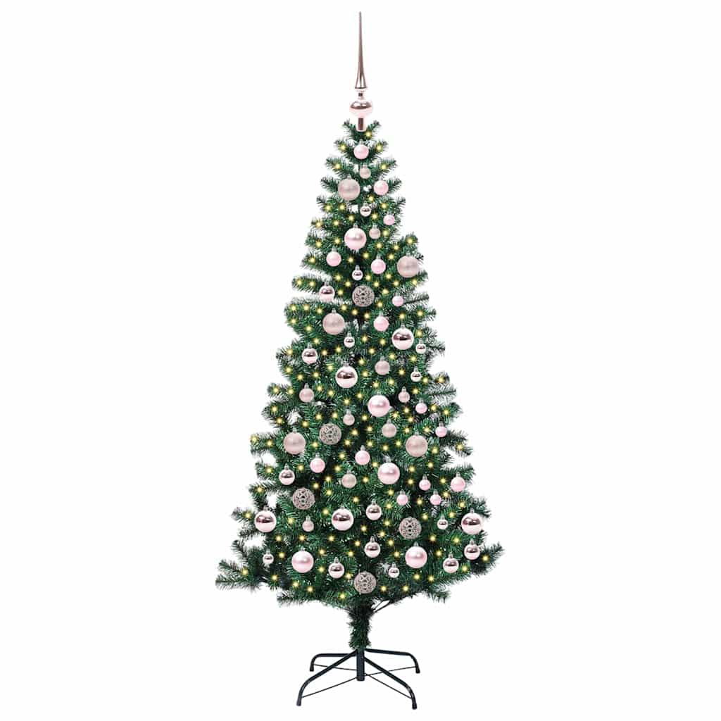 VidaXL künstlicher beleuchteter Weihnachtsbaum grün 180 cm PVC und Metall