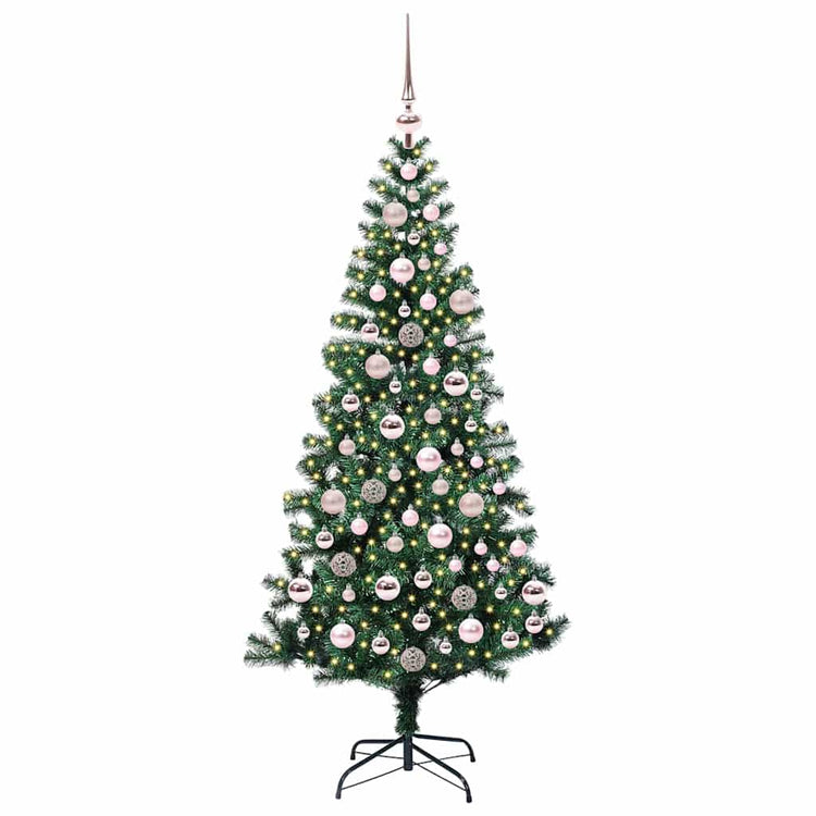 VidaXL künstlicher beleuchteter Weihnachtsbaum grün 180 cm PVC und Metall