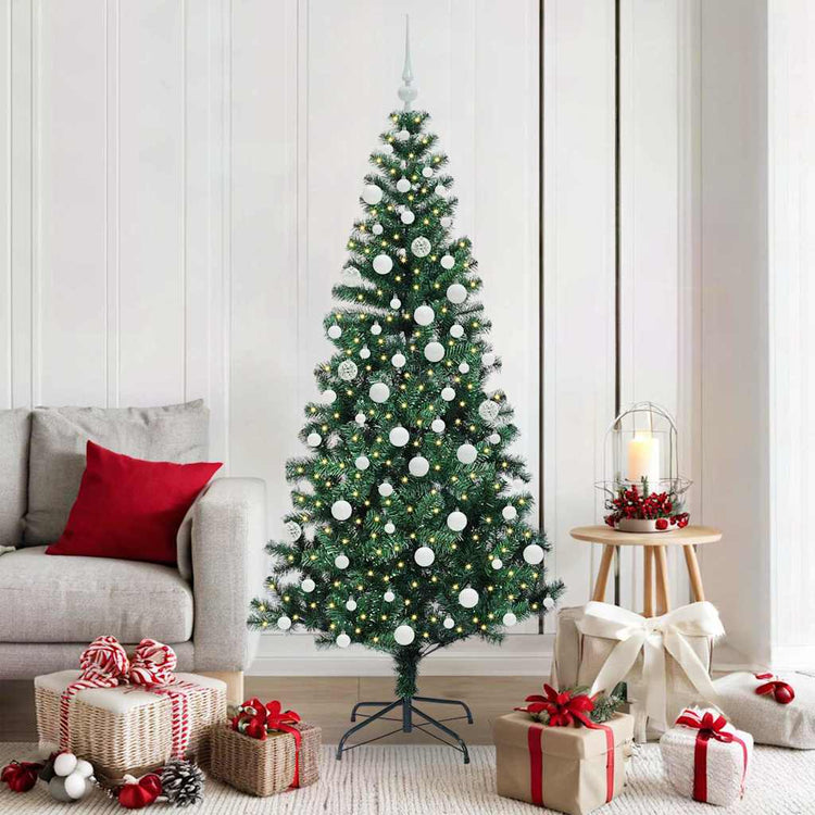 VidaXL künstlicher beleuchteter Weihnachtsbaum grün 180 cm PVC und Metall