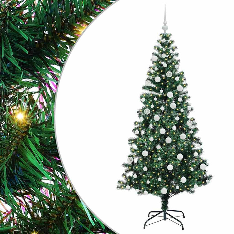 VidaXL künstlicher beleuchteter Weihnachtsbaum grün 180 cm PVC und Metall