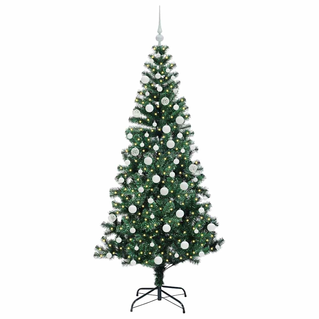 VidaXL künstlicher beleuchteter Weihnachtsbaum grün 180 cm PVC und Metall