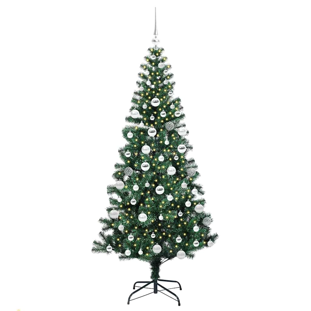 VidaXL künstlicher beleuchteter Weihnachtsbaum grün 180 cm PVC und Metall