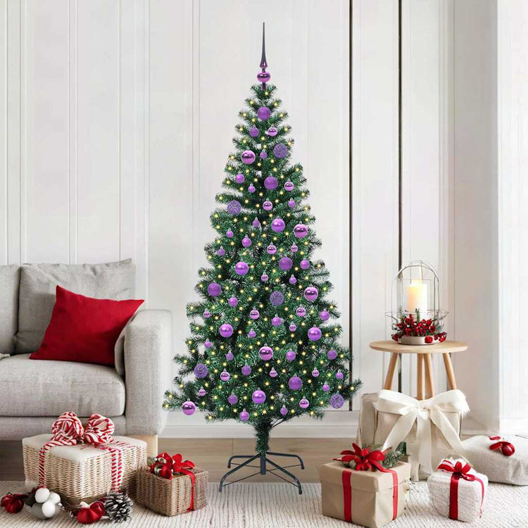 VidaXL künstlicher beleuchteter Weihnachtsbaum grün 180 cm PVC und Metall