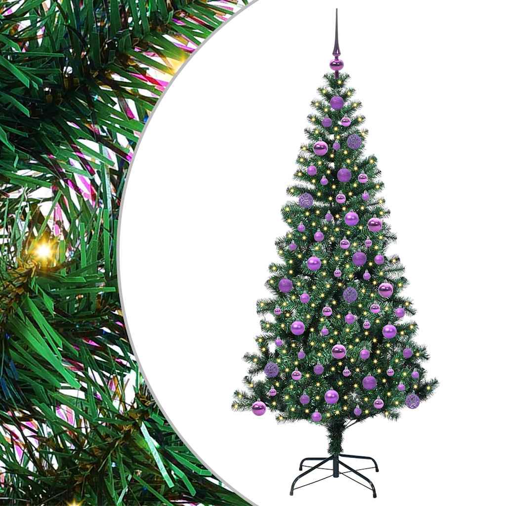 VidaXL künstlicher beleuchteter Weihnachtsbaum grün 180 cm PVC und Metall