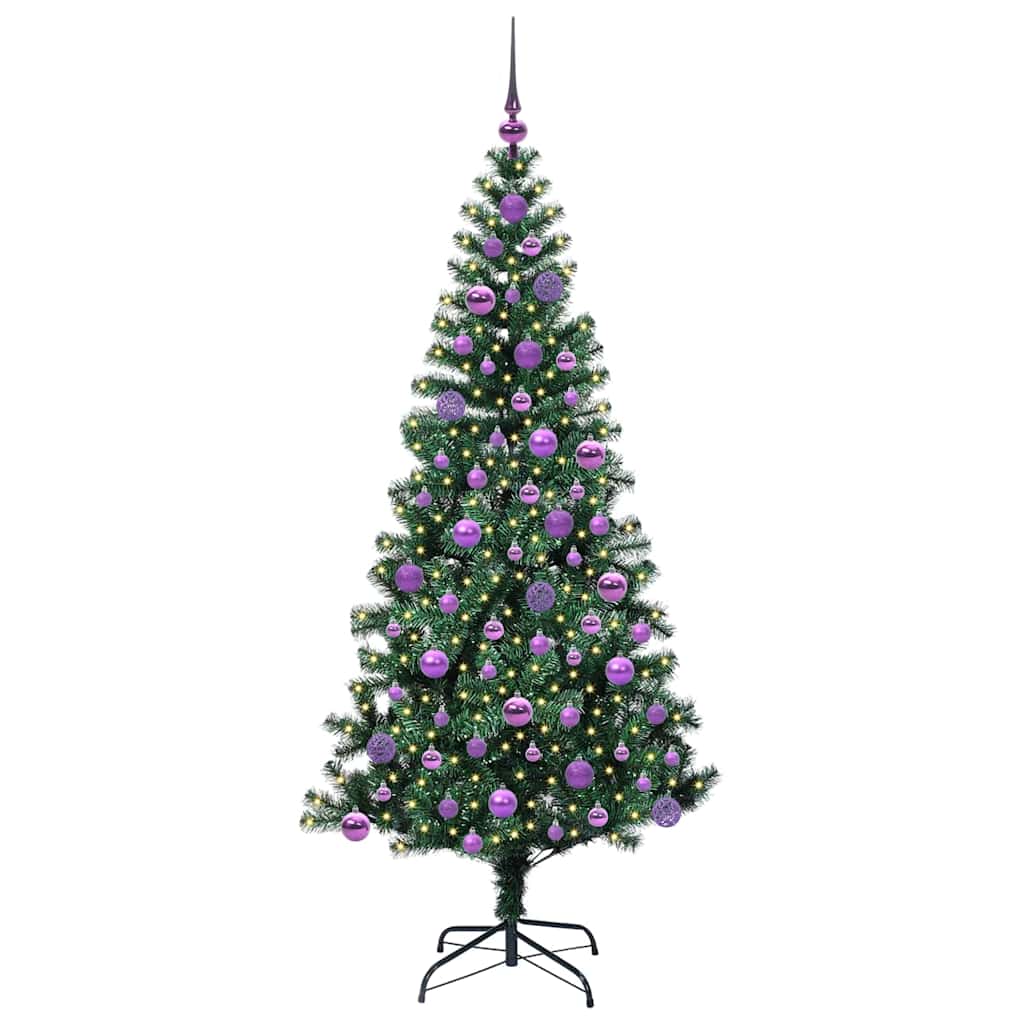 VidaXL künstlicher beleuchteter Weihnachtsbaum grün 180 cm PVC und Metall