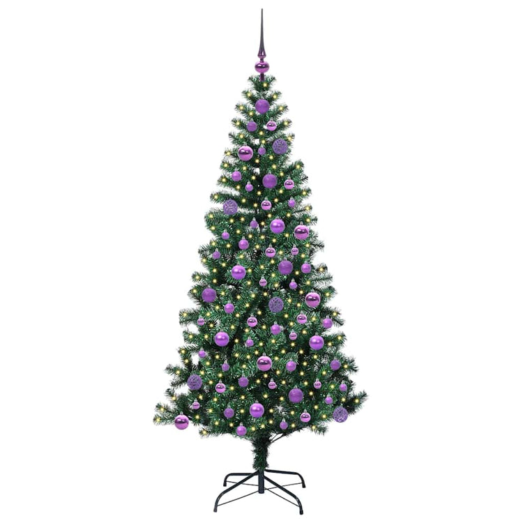VidaXL künstlicher beleuchteter Weihnachtsbaum grün 180 cm PVC und Metall