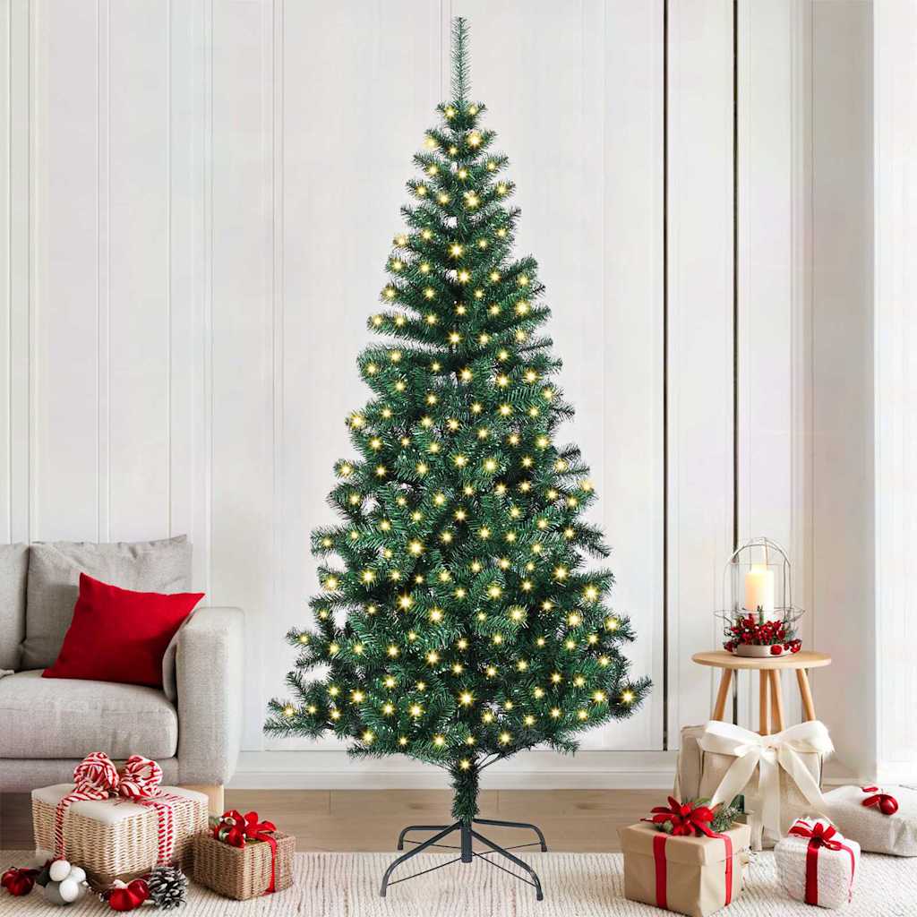 Vidaxx künstlicher beleuchteter Weihnachtsbaum grün 210 cm PVC und Metall