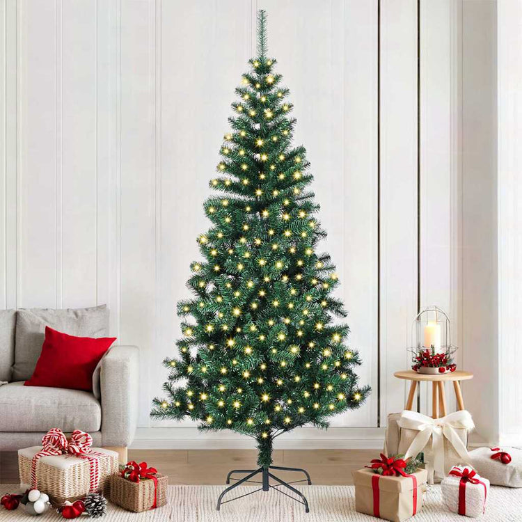 Vidaxx künstlicher beleuchteter Weihnachtsbaum grün 210 cm PVC und Metall