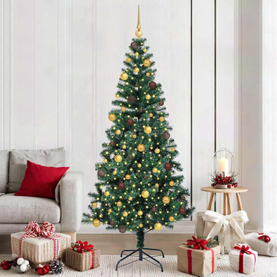 VidaXL künstlicher beleuchteter Weihnachtsbaum grün 210 cm PVC und Metall
