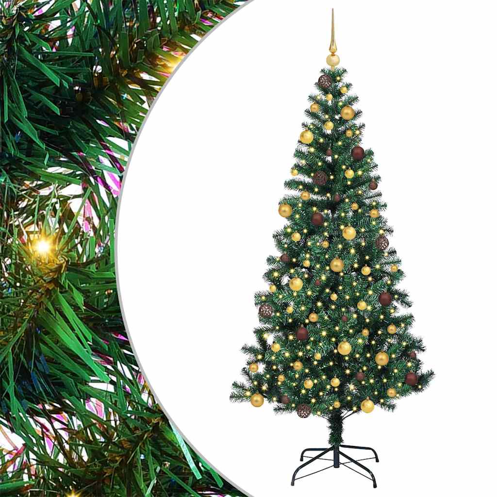 VidaXL künstlicher beleuchteter Weihnachtsbaum grün 210 cm PVC und Metall