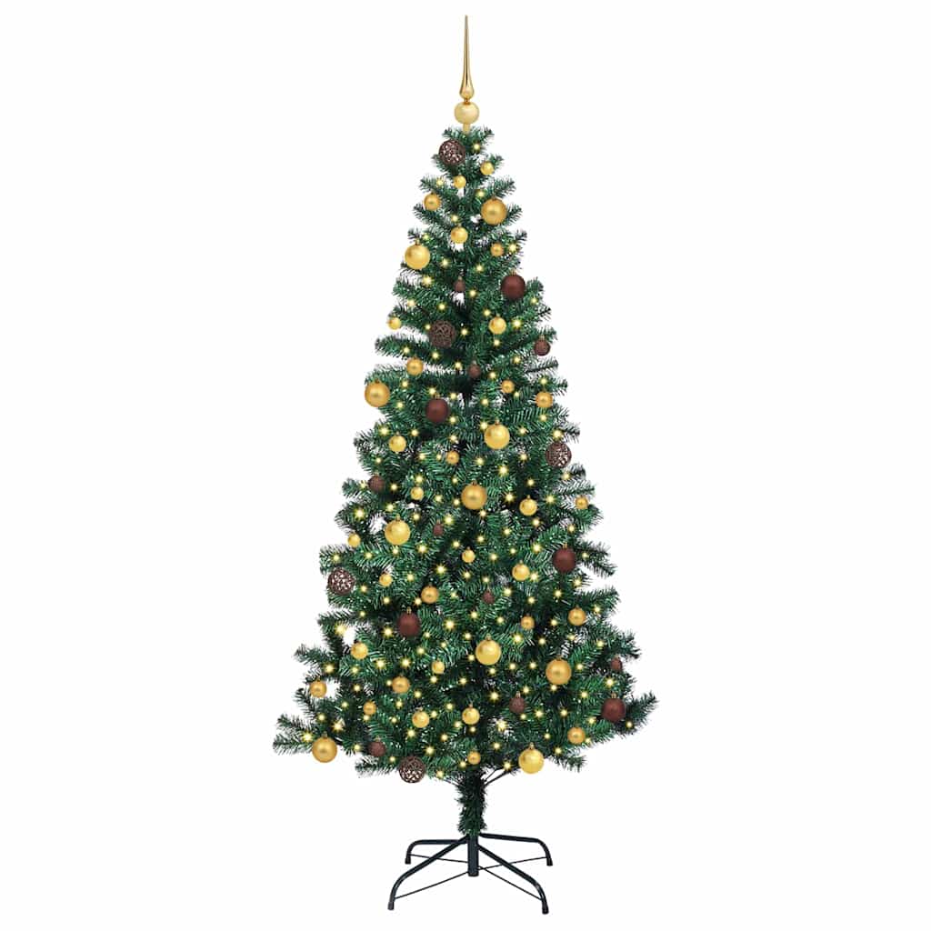 VidaXL künstlicher beleuchteter Weihnachtsbaum grün 210 cm PVC und Metall