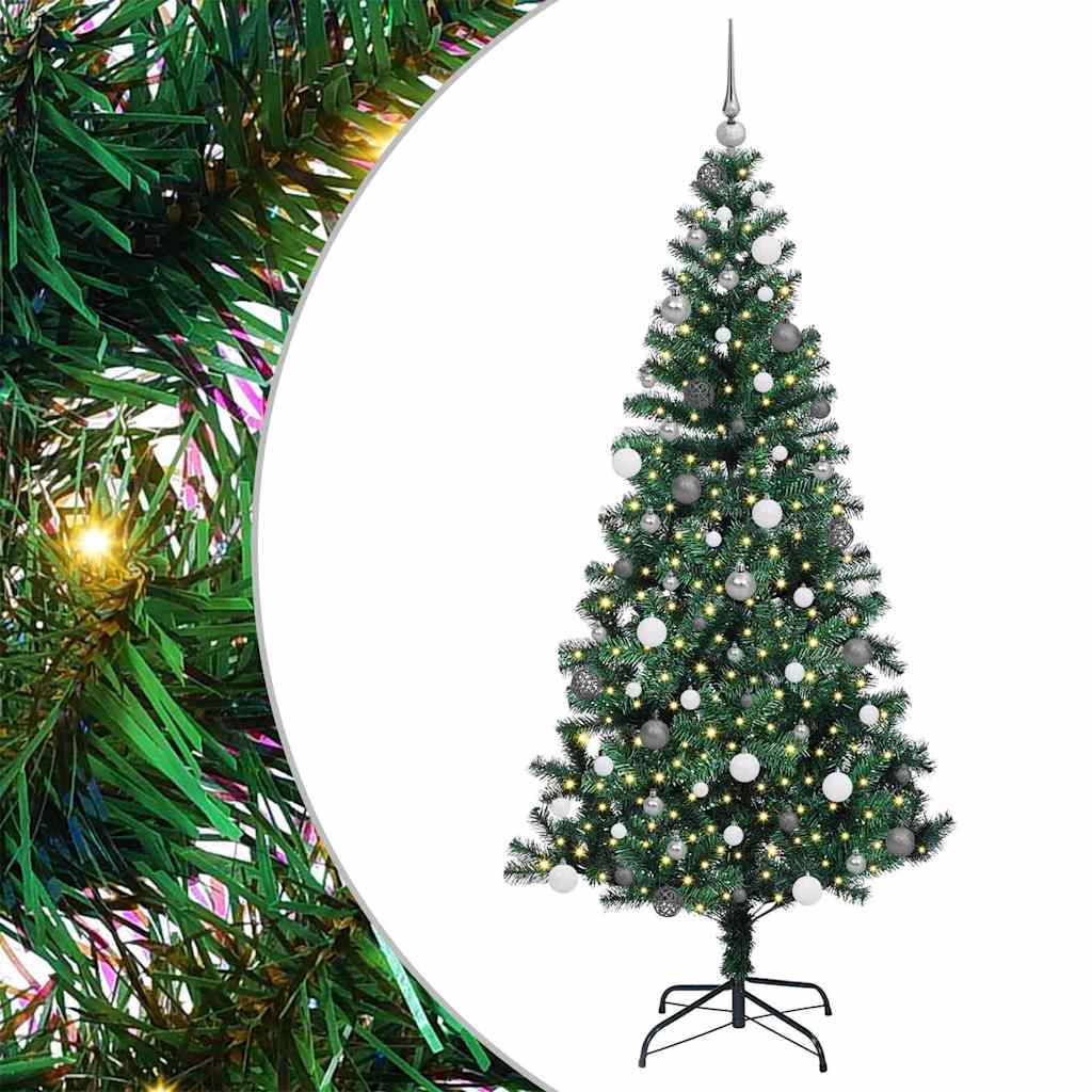 VidaXL künstlicher beleuchteter Weihnachtsbaum grün 210 cm PVC und Metall