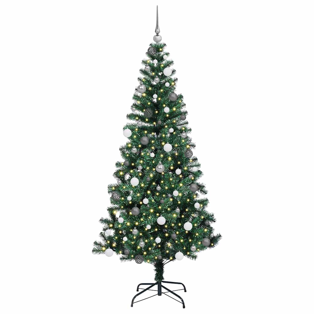 VidaXL künstlicher beleuchteter Weihnachtsbaum grün 210 cm PVC und Metall