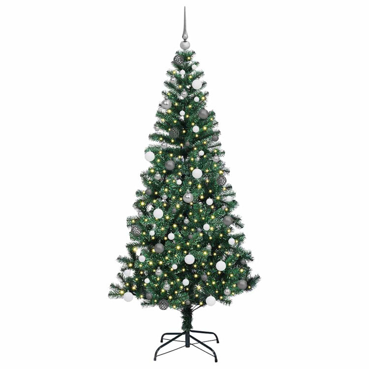 VidaXL künstlicher beleuchteter Weihnachtsbaum grün 210 cm PVC und Metall